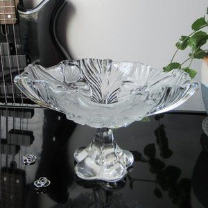 Glass Fruit Bowl or Candy Bowl Embossed Flowers by Walther Glass, Germany